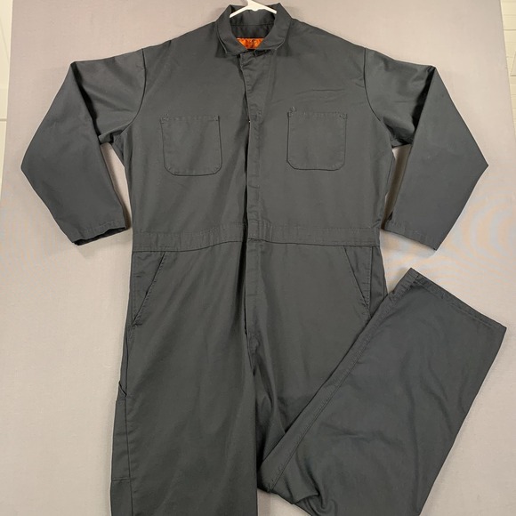 Red Kap Coveralls Mens 48 Long Black CT10BK2 Workwear Uniform Mechanic Jumpsuit - Picture 1 of 16